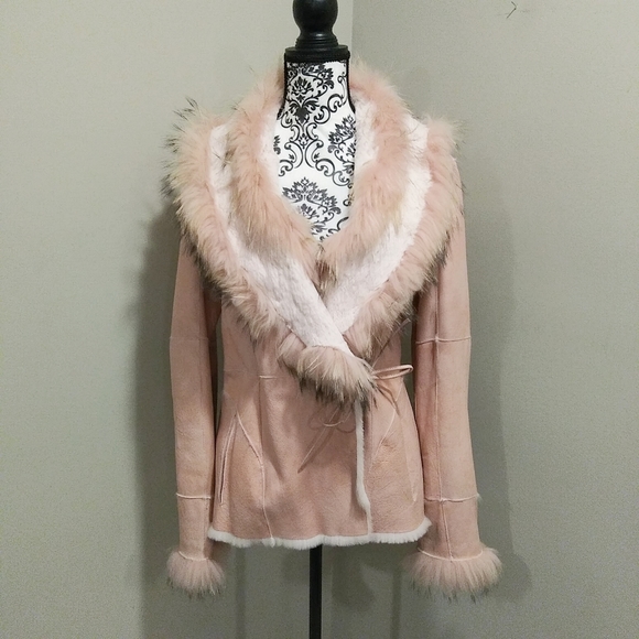 Rizal Jackets & Blazers - Rizal Pink Rabbit Fur Coat